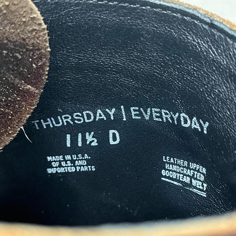 Thursday Boots Everyday Captain Men's 11.5 D Cap Toe Brown Leather Leather Laces - Picture 5 of 9